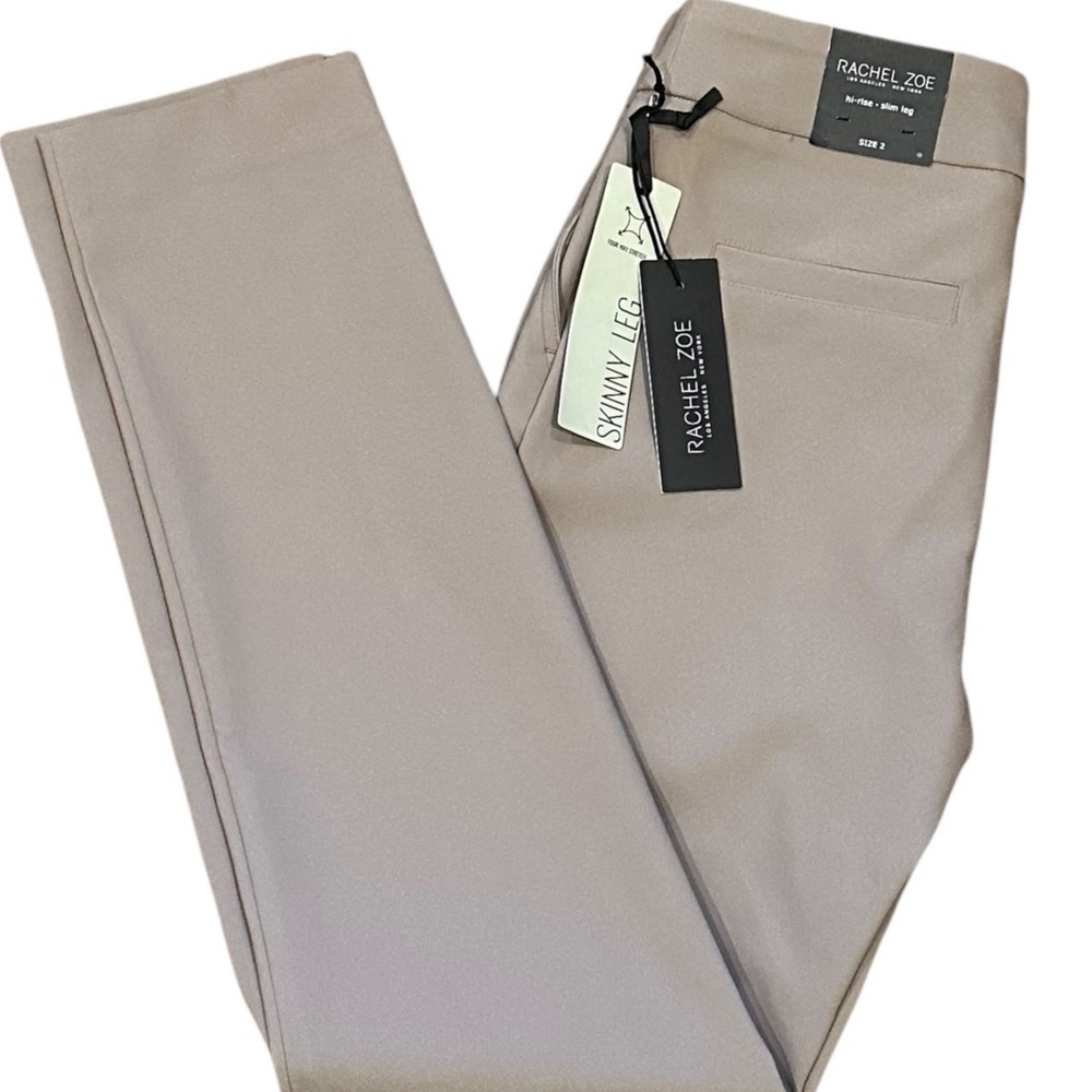 Rachel Zoe Slim Leg Pants Womens Size 2 Tan NWT High Rise Four Way Stretch